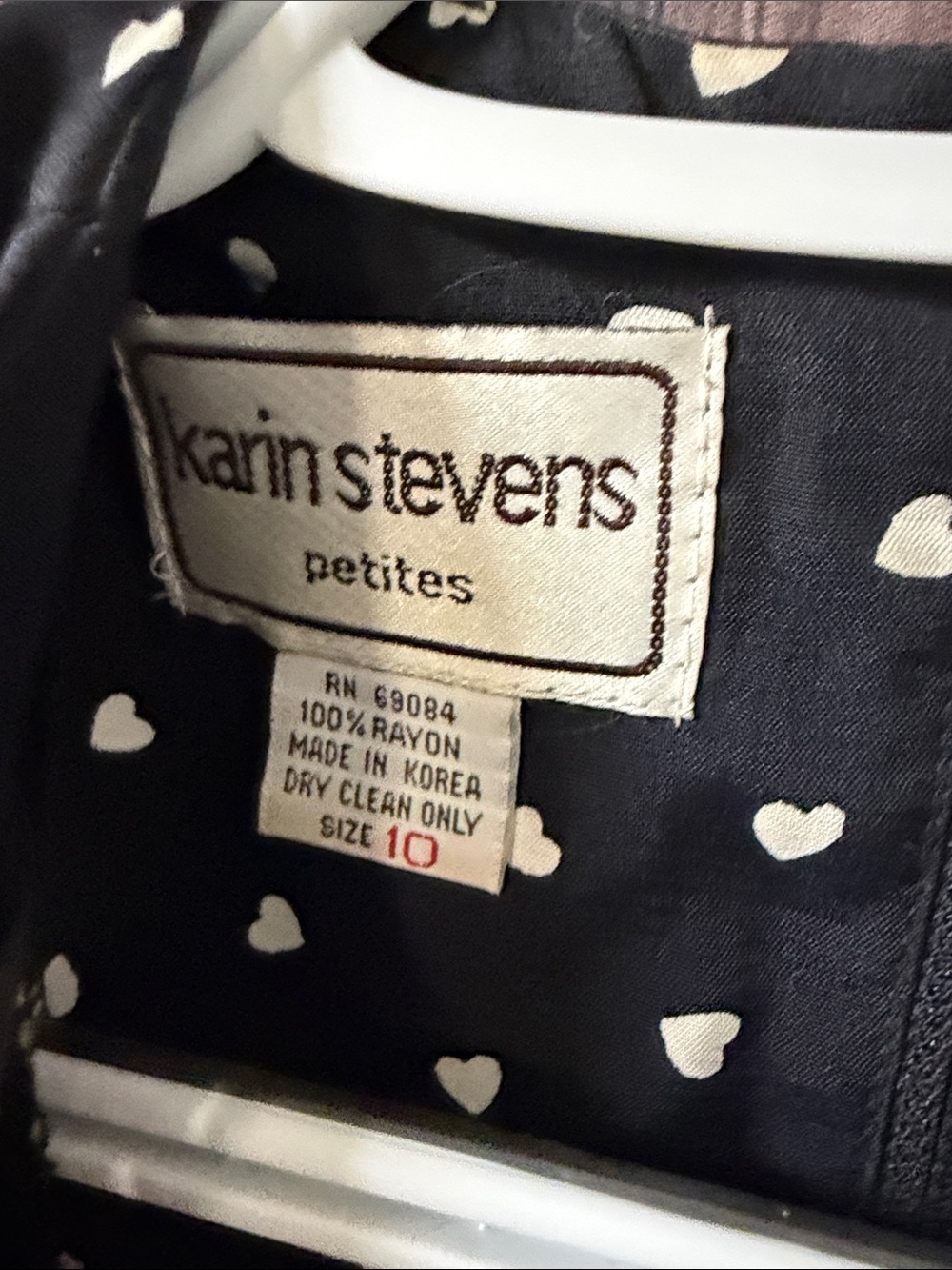 Vintage Karin Stevens Petites Size 10 Black White Heart Print Dress Belted Dress - Picture 4 of 14
